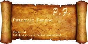 Petrovic Ferenc névjegykártya